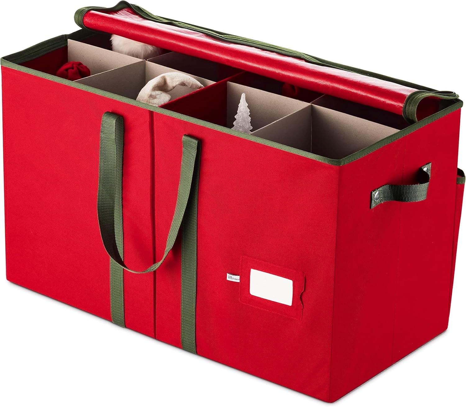 ZOBER Nutcracker Storage Containers - Ornament Christmas Figurine Storage Box - Christmas Village Containers Fits Up to 8 15-Inch Figurines & Xmas Decorations Accessories - Red