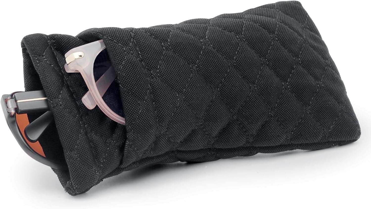 Face Shadow Double Glasses Case Soft Eyeglass Case For Women Men Squeeze Top Sunglasses Case With Cleaning Cloth