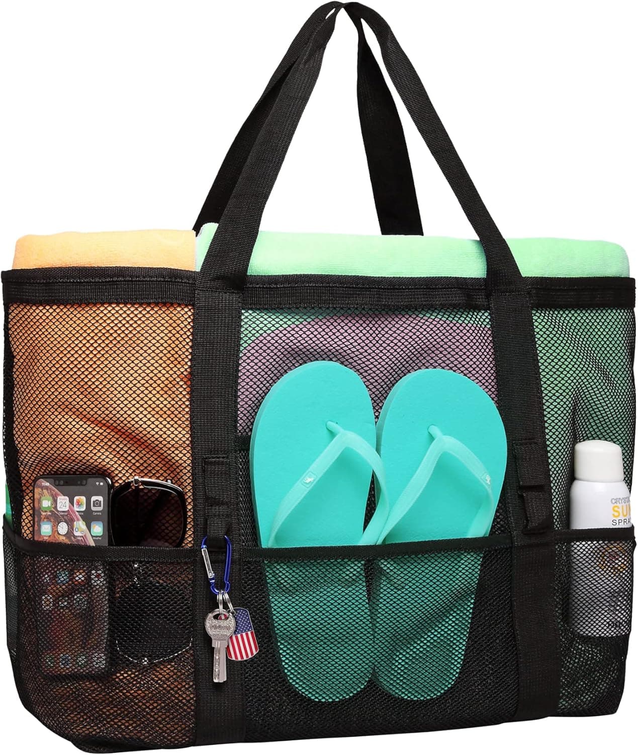F-color Mesh Beach Bag Family - Large Tote Bag for Cruise Pool Toys Beach Vacation Essentials