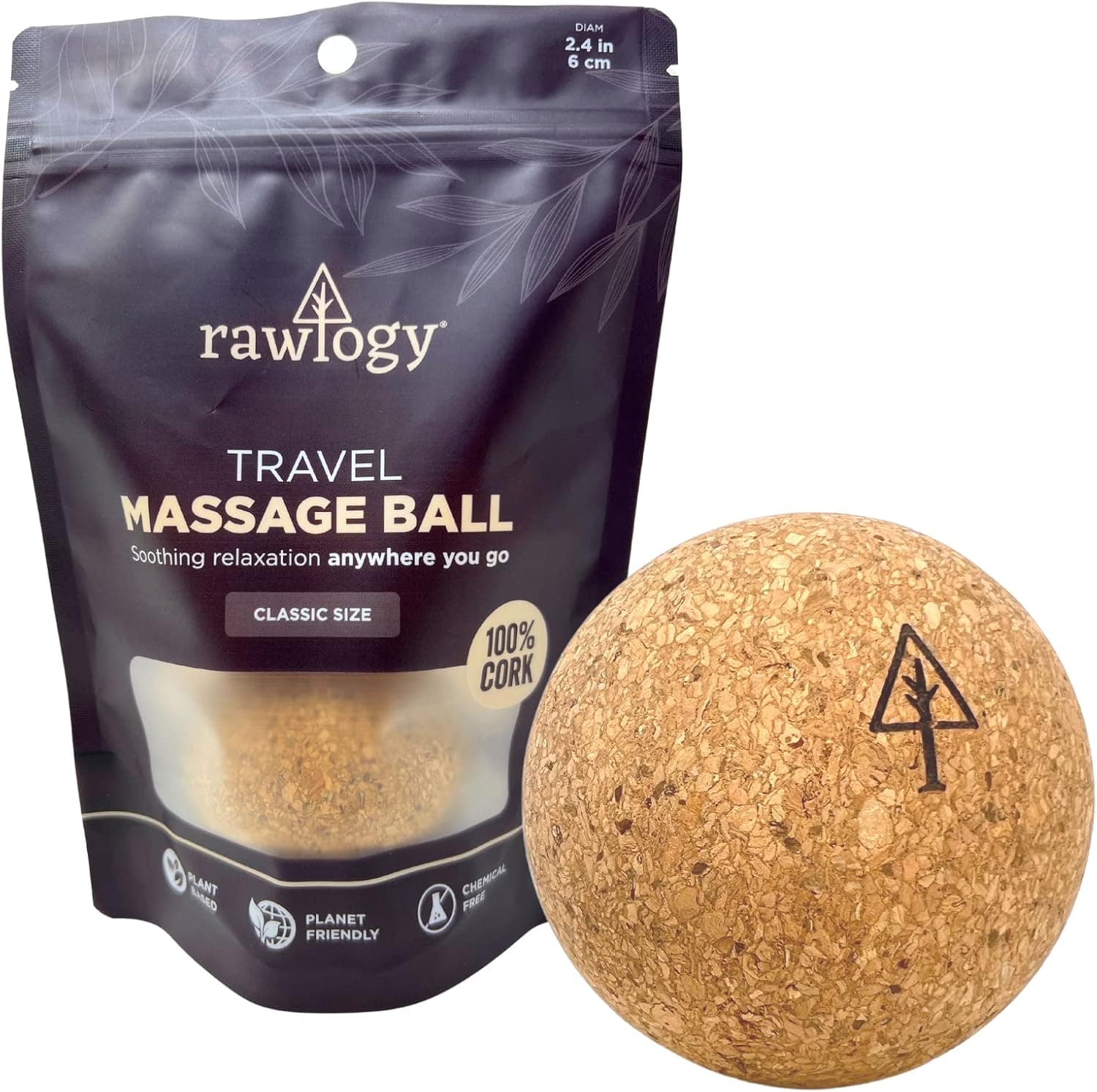 Travel Cork Massage Ball | Lightweight, Sustainable Alternative to Lacrosse Ball for Muscle Pain Relief (2.5 Inch (Pack of 1), Sanded Cork)