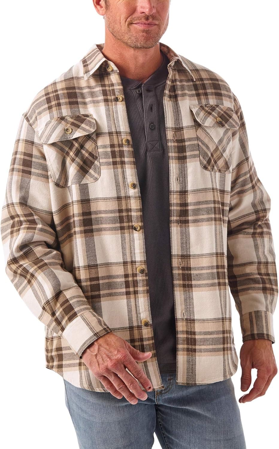Wrangler Authentics Mens Long Sleeve Sherpa Lined Shirt Jacket