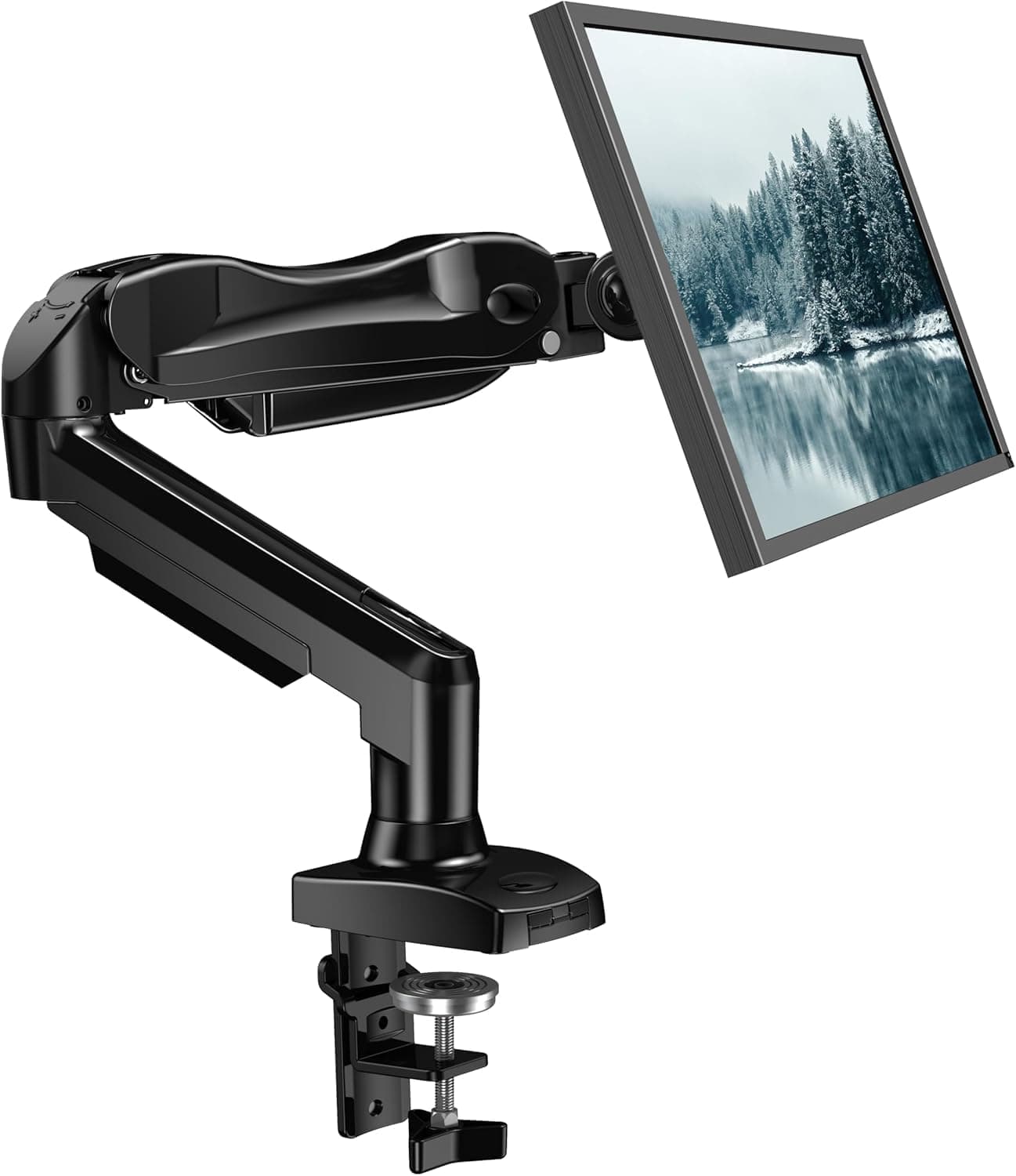HUANUO Single Monitor Mount, 13 to 32 Inch Monitor Arm, Adjustable Monitor Stand, Vesa Mount with Clamp and Grommet Base - Fits 4.4 to 19.8lbs LCD Computer Monitors
