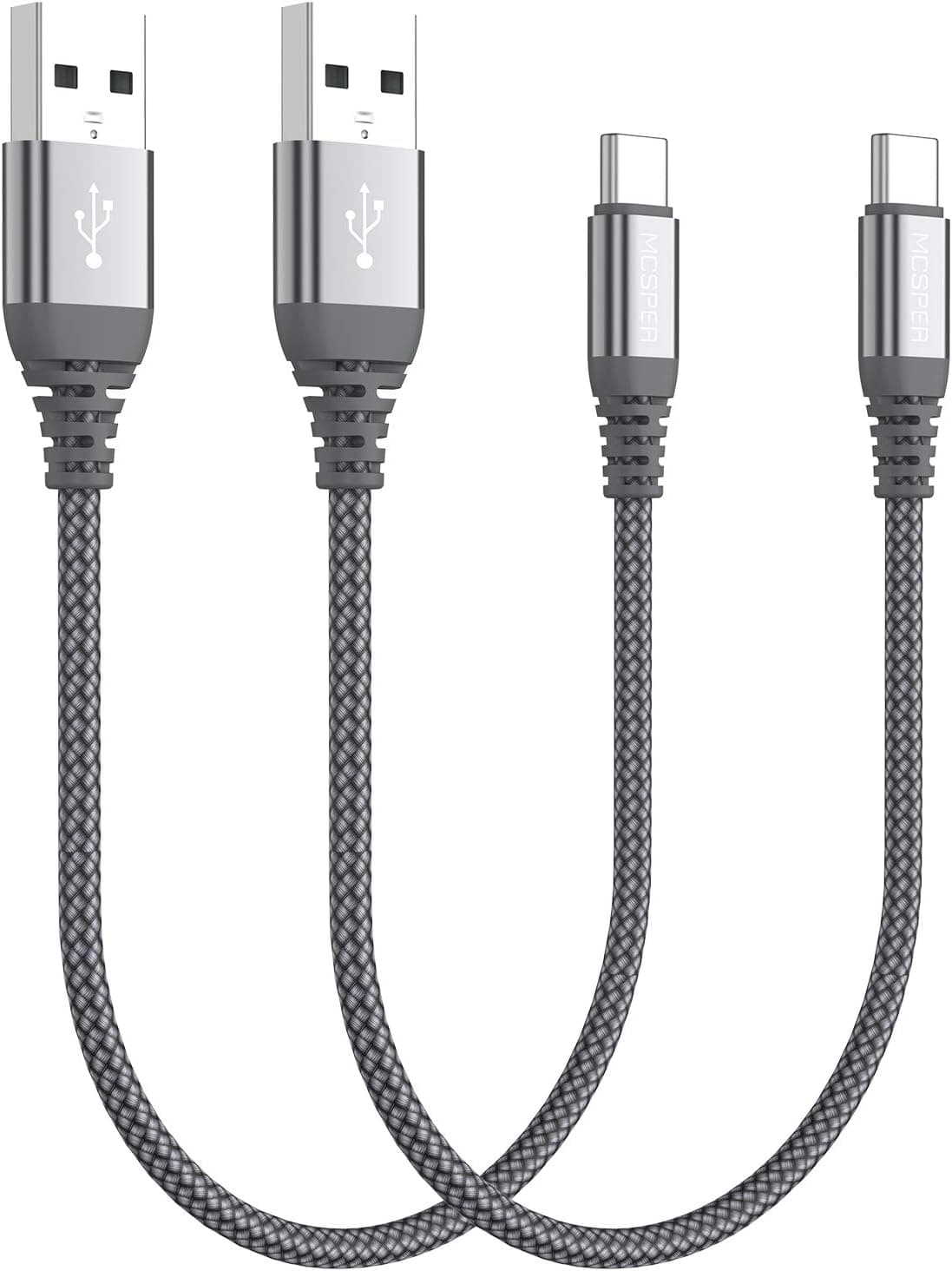 Short USB C Cable(0.5ft 2-Pack),USB Type C Charger Nylon Braided Fast Charging Cord Compatible iPhone 16/15 Pro/15 Pro Max Samsung Galaxy S10+ S9 S8 Plus,Note 9 8,LG G6 G7 V35,Pixel 2 XL