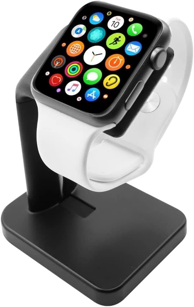 Macally Apple Watch Charger Stand for Series Ultra, 10, 9, 8, 7, 6, 5, 4, 3, 2, 1, SE (44mm, 42mm, 40mm, 38mm) - iWatch AppleWatch Stand Dock - Apple Watches Charging Station - Black