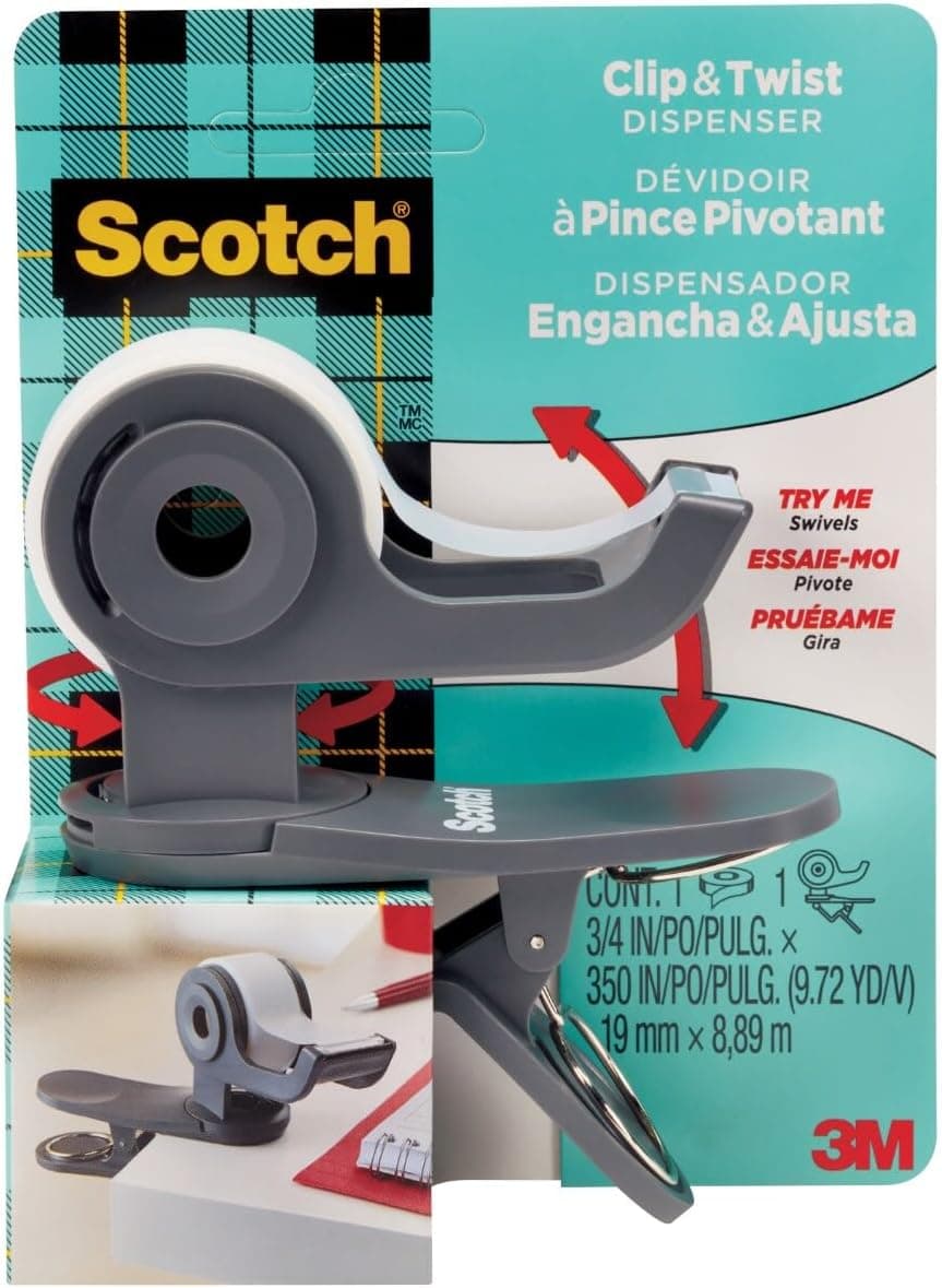 Scotch Desktop Tape Dispenser, Great for Gift Wrapping, 1 Dispenser (C19-CLIP-CCW)