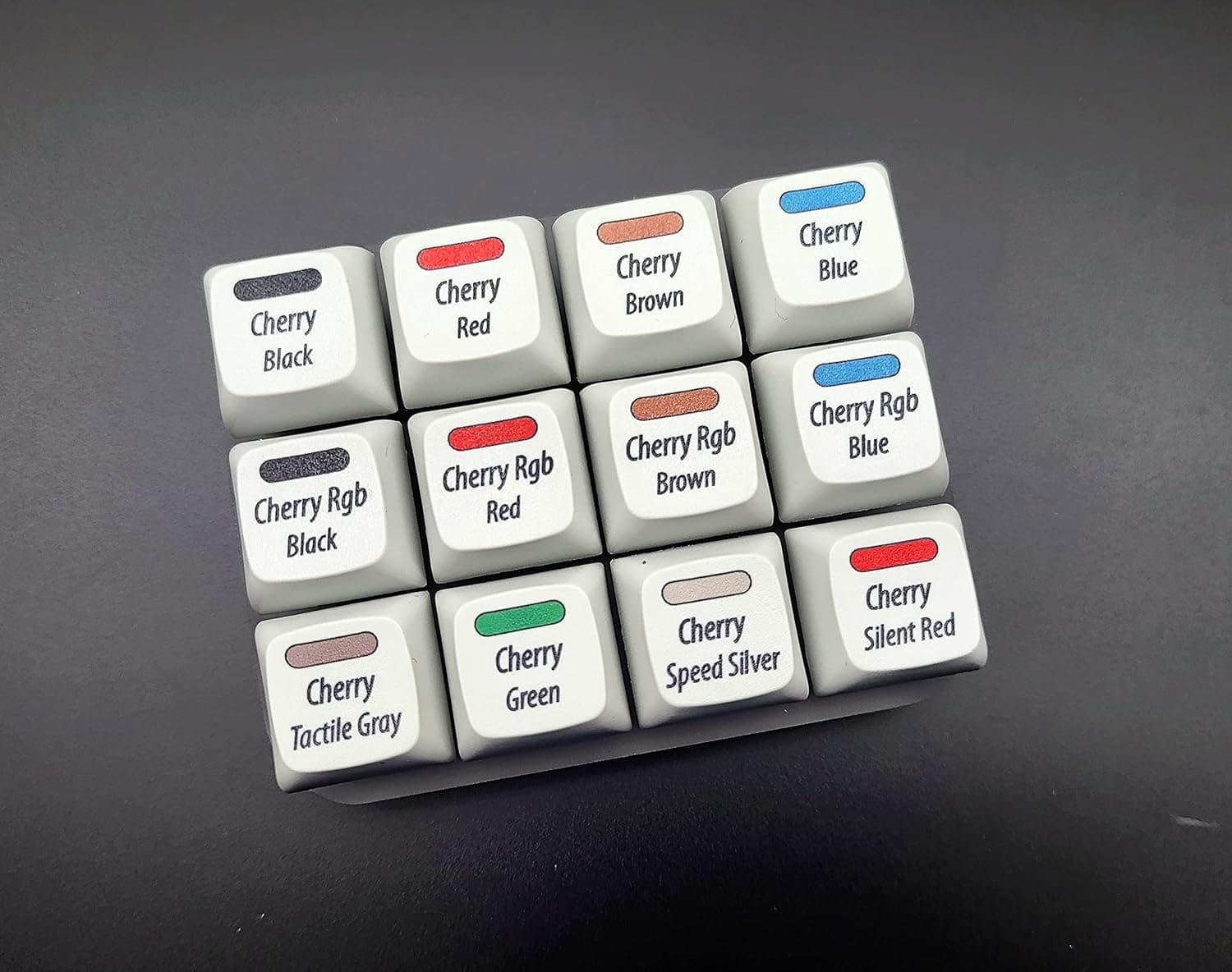 Max keyboard Cherry MX Switch Tester Sampler 12-Key Mechanical Keyboards Testing Tool with Printed PBT Keycaps