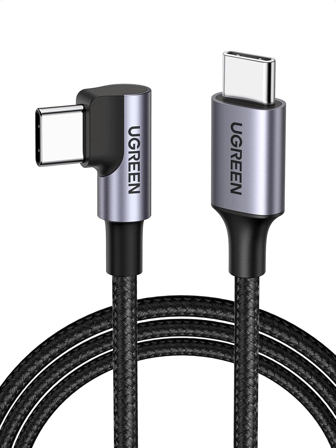 UGREEN Right Angle USB C Cable 3.3FT 2-Pack, 60W USB C to USB C Cable 90 Degree Type C Cable for iPhone 17/16, MacBook Pro/Air, iPad Pro 2022/Air 5/Mini 6, Galaxy S25/S24/S23, Pixel 10/9, Switch