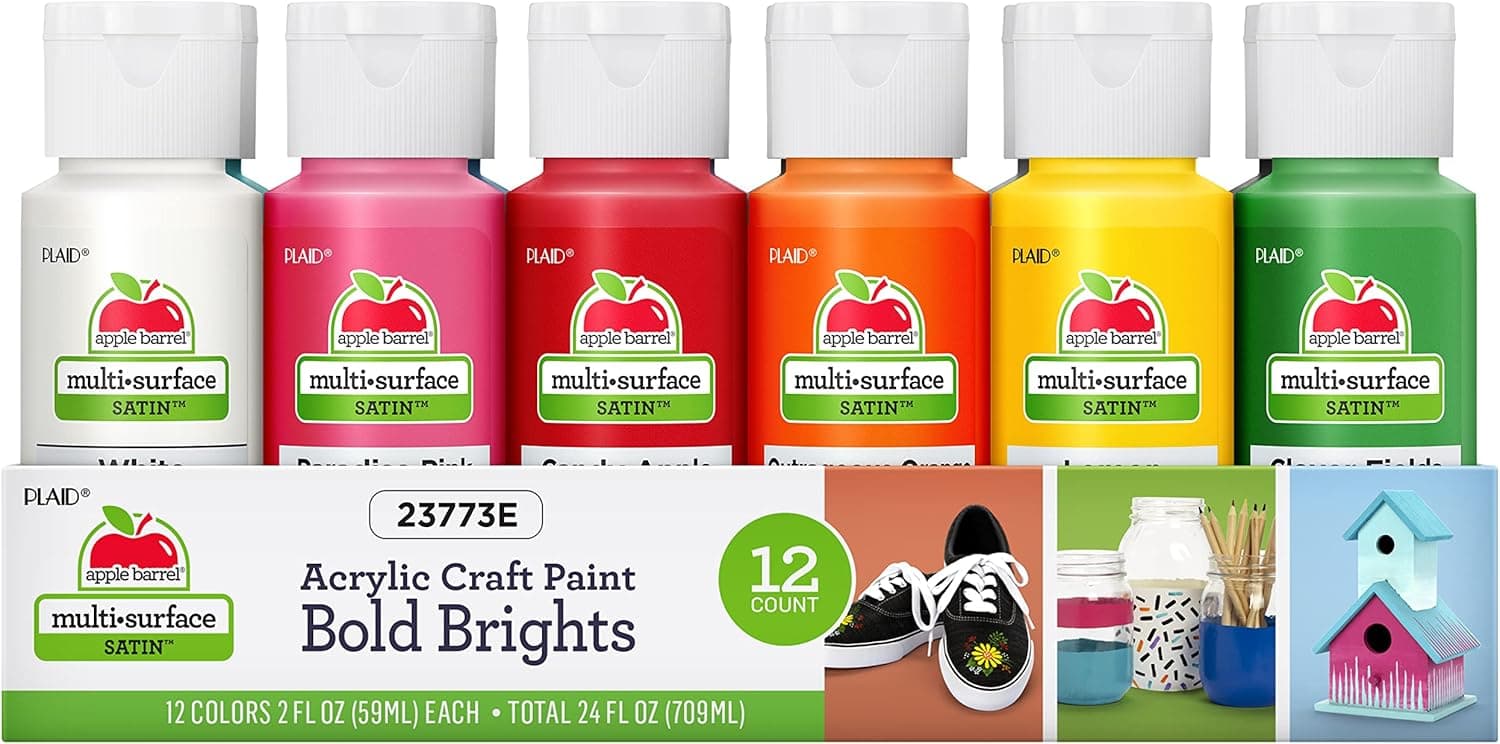 Apple Barrel Essentials Acrylic Paint Set, 12, 24 Fl Oz (Pack of 1)