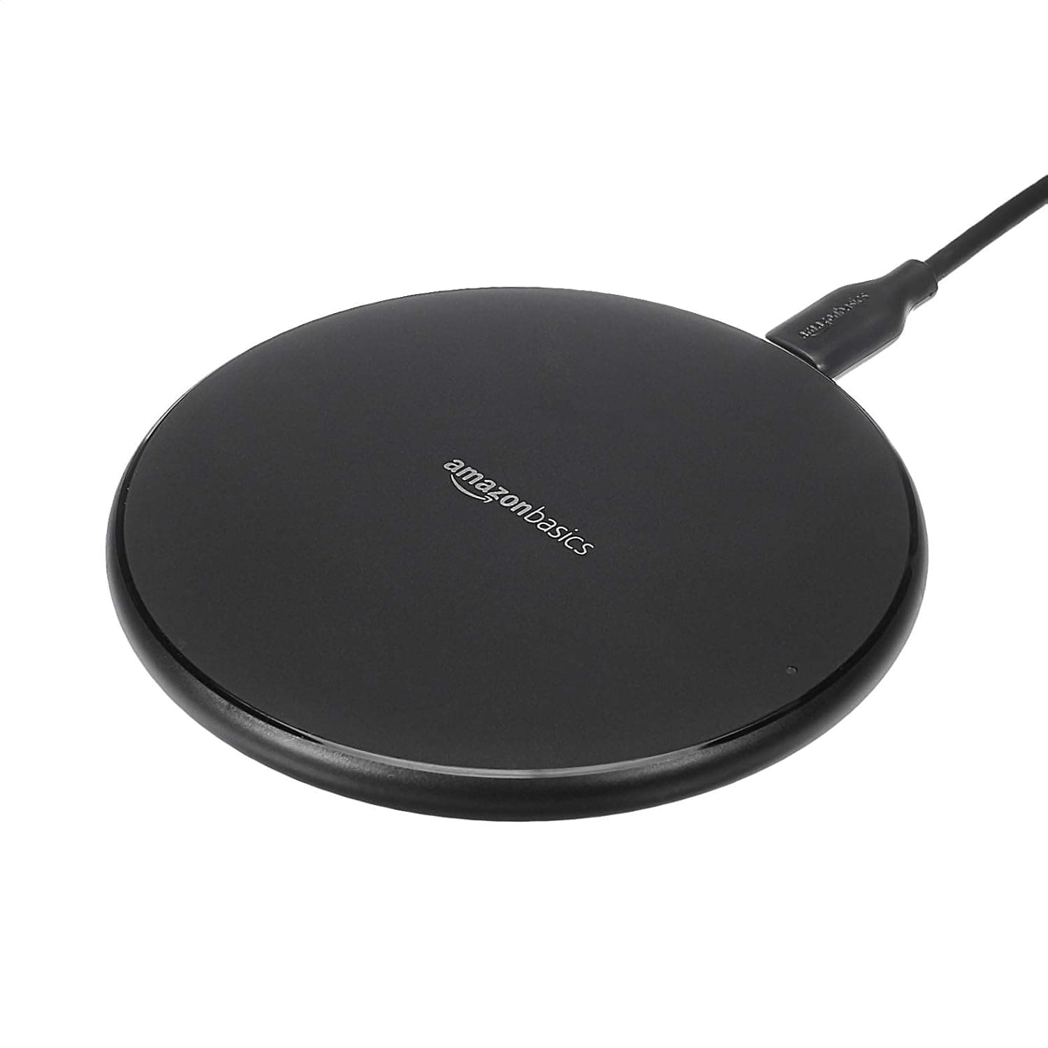 Amazon Basics 15W Qi Certified Wireless Charging Pad for iPhone 16/15/14/13/12/11/X, Samsung and More, with USB Cable, Black