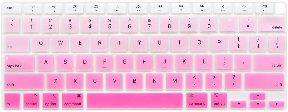 ProElife Ultra Thin Silicone Keyboard Cover Skin for MacBook Air 13 Inch 2021 2020 with Touch ID (MODLE A2179 and A2337 Apple M1 Chip, US Layout) Keyboard Protector (Ombre Pink)