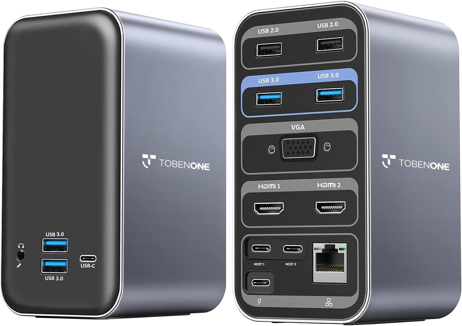 MacBook Pro Docking Station Dual Monitor with 2 4k HDMI Display,15 in 2 USB C Docking Station for MacBook with 2 HDMI, VGA, PD3.0, 7 USB Ports, RJ45 Ethernet & 3.5mm Audio (No Power Adapter)