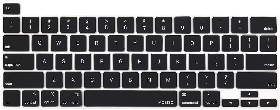 MOSISO Keyboard Cover Compatible with MacBook Pro 13 inch M2 2023, 2022, 2021 2020 M1 A2338 A2289 A2251&Compatible with MacBook Pro 16 2020 2019 A2141 Touch ID,Protective Silicone Skin, Black