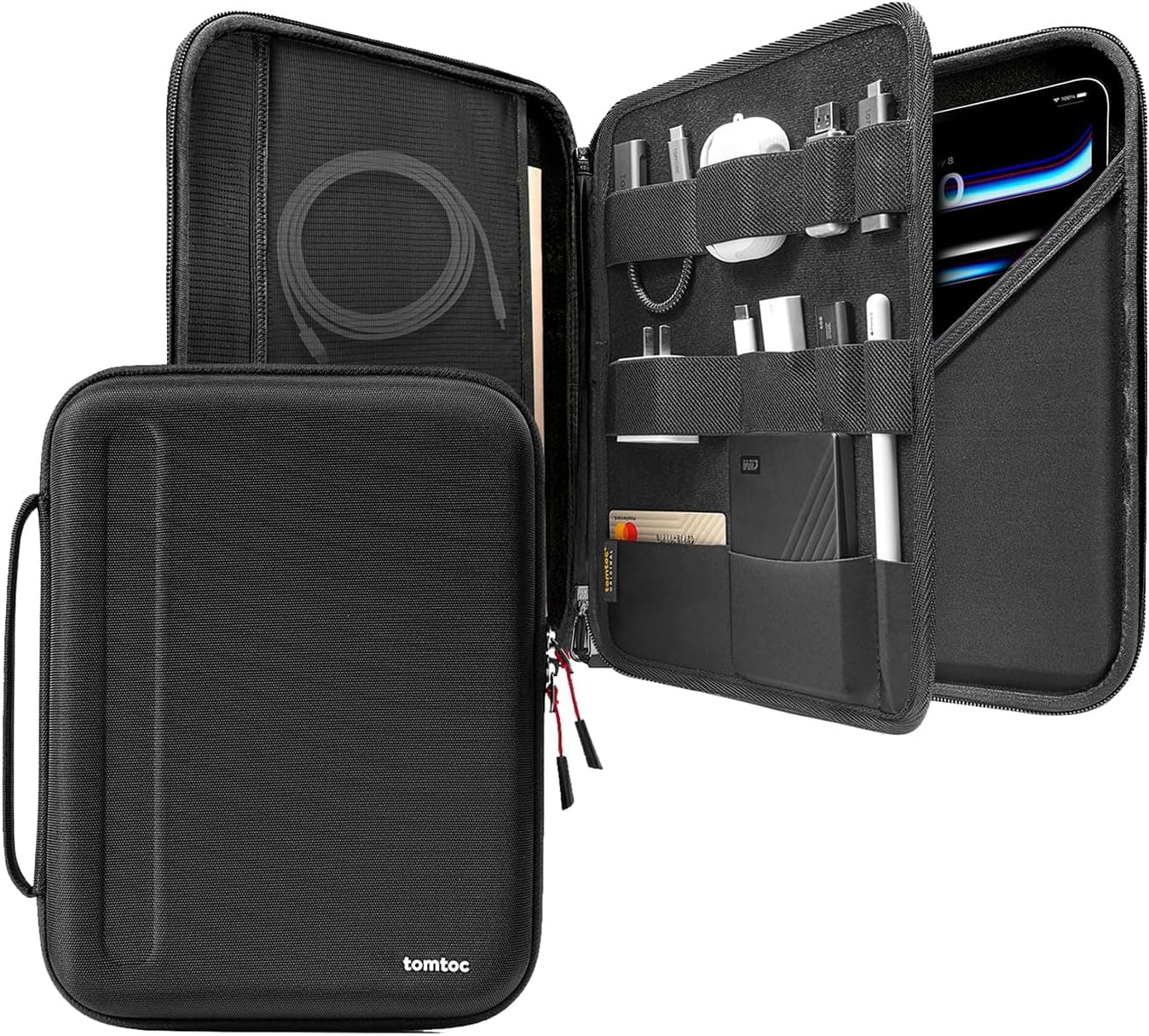 tomtoc Portfolio Case for 13 Inch iPad Pro M5/M4, iPad Air M3/M2 2025-2024, 12.9'' iPad Pro M2/M1, Protective Sleeve with Accessories Pocket, Carrying Storage Bag for Pencil Pro/Adapter/Magic Keyboard