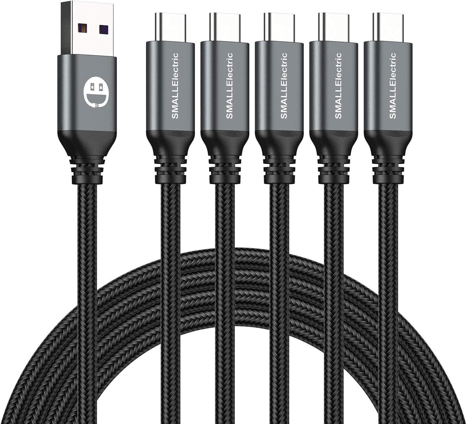 5Pack 10ft USB C Cable, Extra Long USB A to USB-C 10foot Type C Fast Charging Cable Compatible 17/17 Pro/16e/16/15 ProMax Samsung Galaxy S10 20 9 8 Plus a10e,Braided Charger Cord for Note,LG.(Grey)