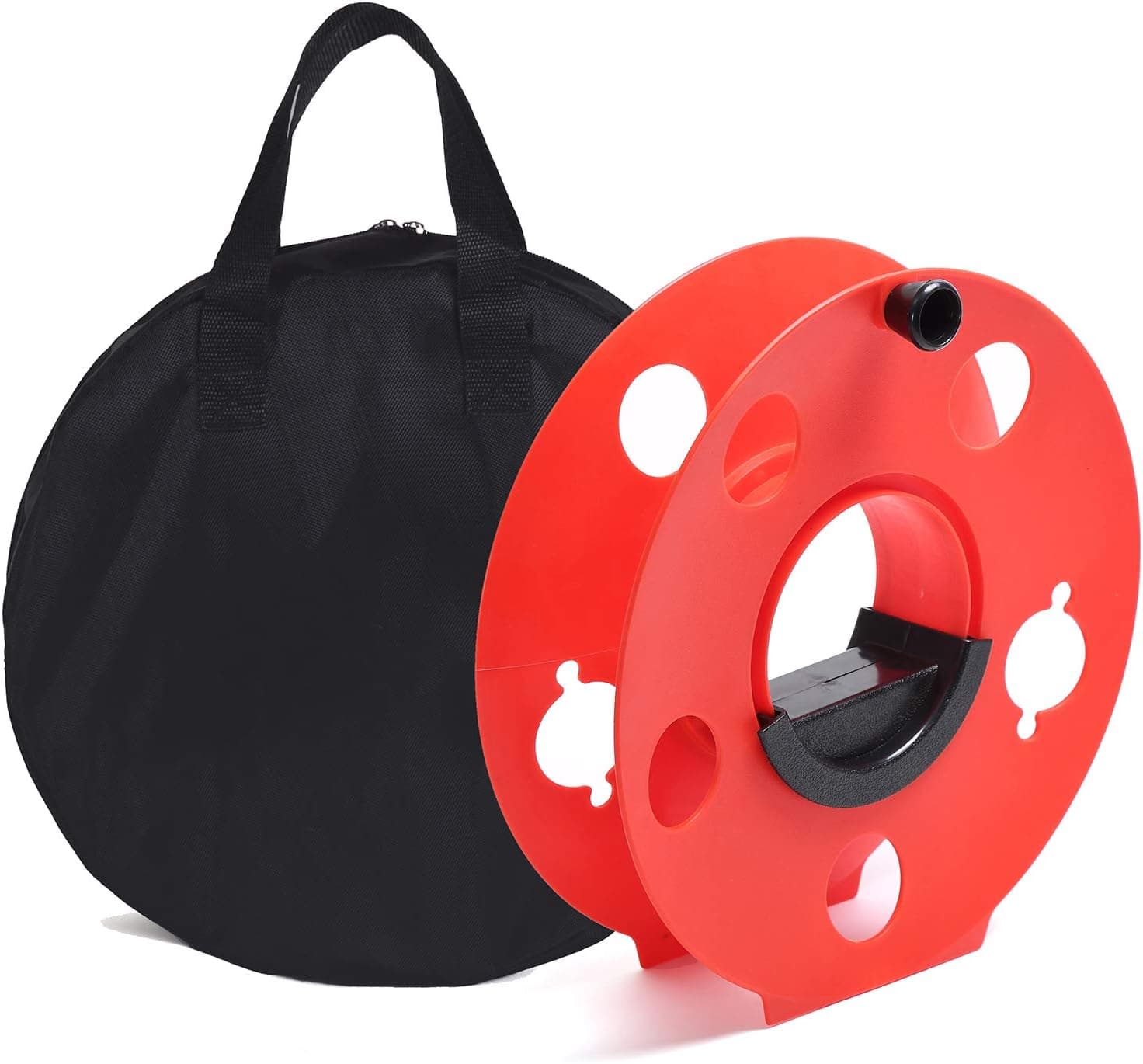 Homeon Wheels Heavy Duty Impact Resistant Plastic Extension Cord Storage Reel With Bag 1 Pack Durable & Safe, Lightweight & Portable, Ideal for Outdoor Projects & DIY Maintenance 100 Feet RED