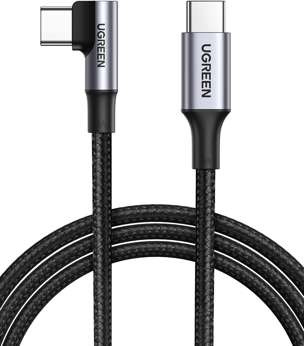 UGREEN Right Angle USB C to USB C Cable, 100W Type C 90 Degree Fast Charging Cable Compatible with iPhone 17/17 Air/17 Pro/16, MacBook Pro 2022, iPad Pro 2022, Dell XPS, Samsung Galaxy S25/S24, 10FT