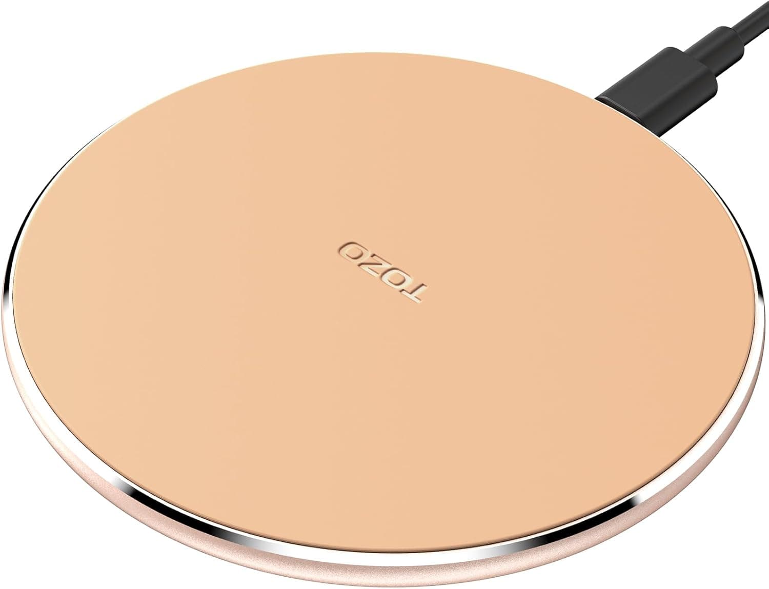TOZO Ultra-Thin Portable Wireless Charger 15W Max Fast Wireless Charging Pad Compatible with iPhone 17/16 Plus/16 Pro Max /15/14/13/SE, Samsung Galaxy S24/S23/S22 Series (No AC Adapter), Champagne