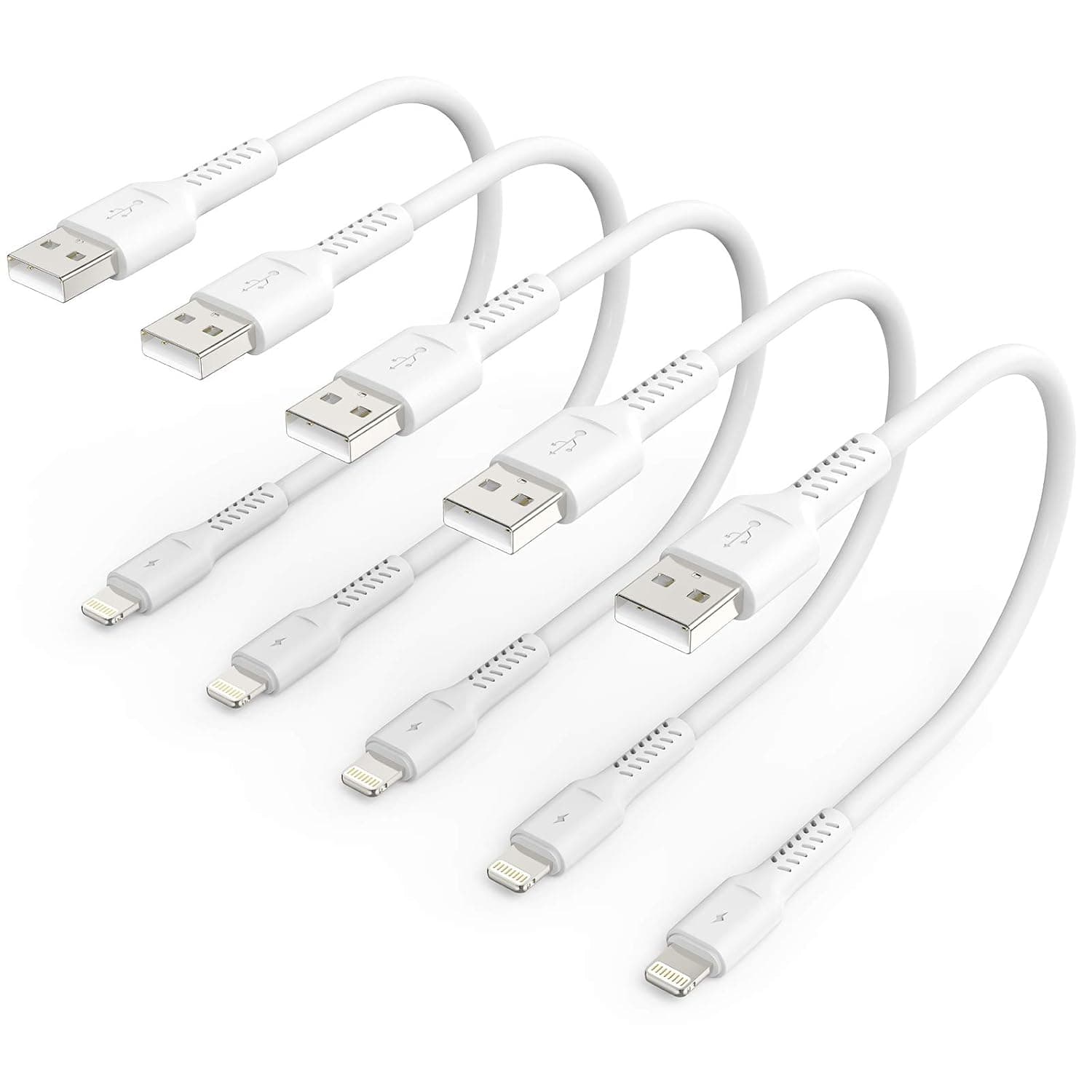 1ft iPhone Charge Cable Short, 5Pack USB to Lightning Cord for Fast Charging Stations 1 Foot Compatible with Apple iPhone 12 11 Pro Max Xs 8 7 6 5 Plus, iPad Air/Mini