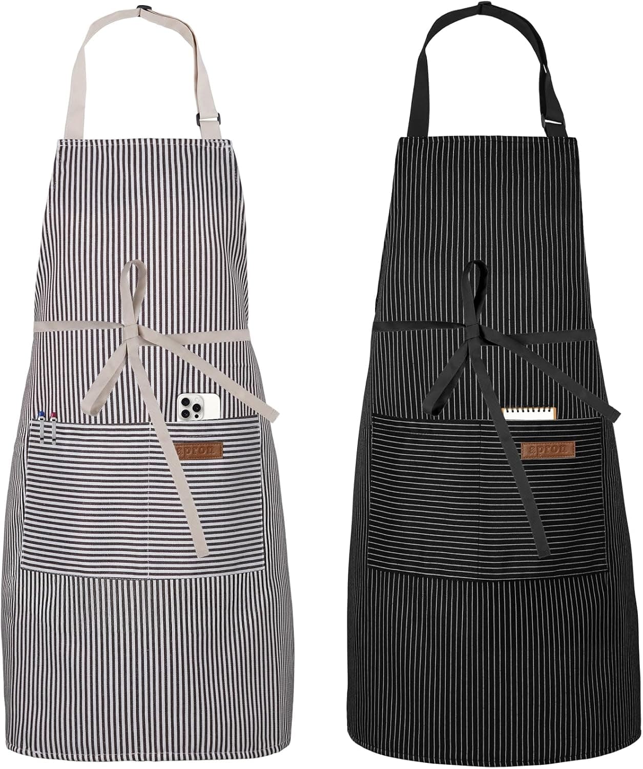 2 Pack Apron, Cooking Kitchen Aprons, Adjustable Bib Apron with 2 Pockets for Men Women Chef Apron