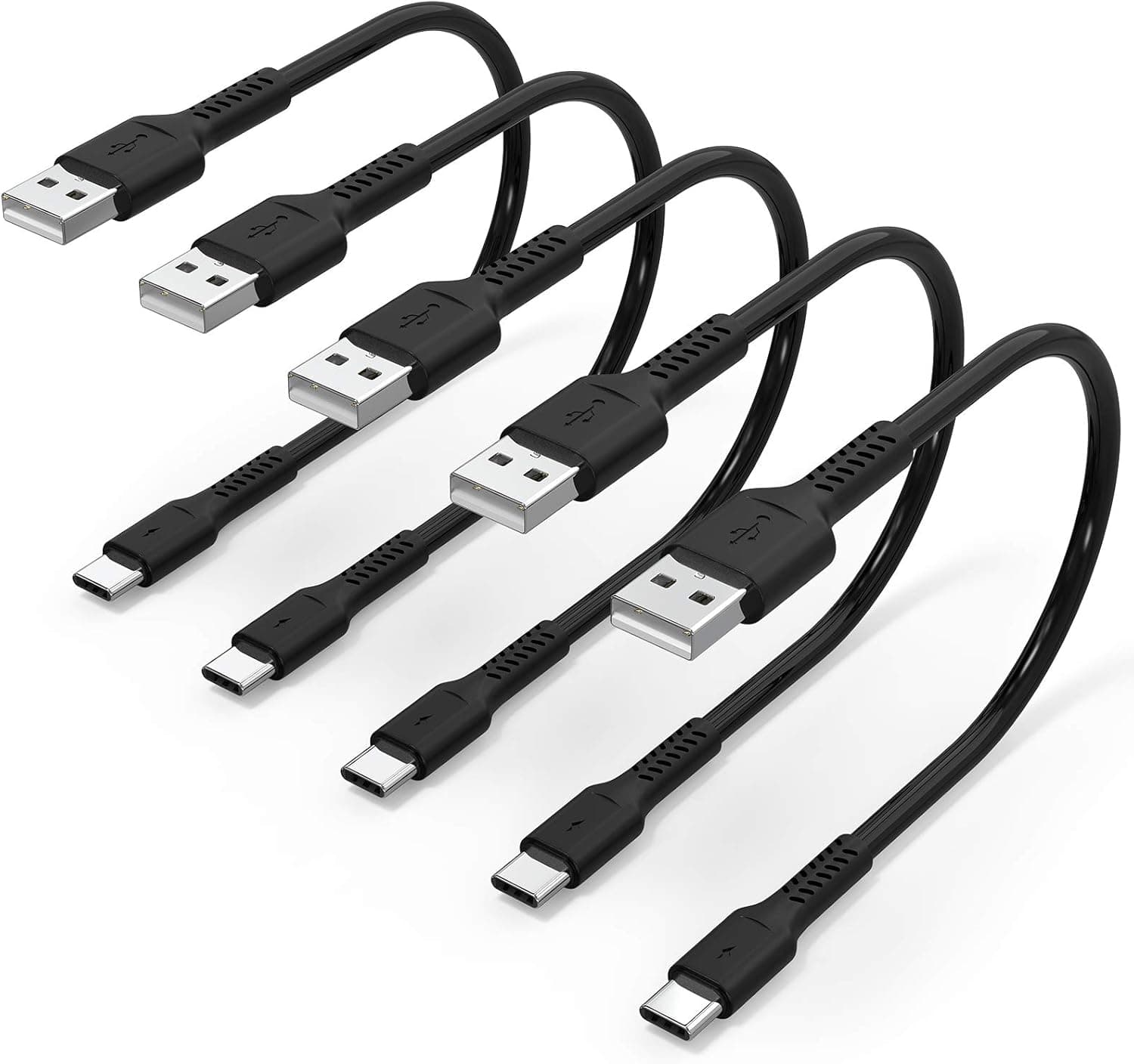 6 inch Short Fast Charging Cord, 5 Pack Durable USB A to USB Type C 3A Cable for Charging Station Compatible with Samsung Galaxy Note 9 10 S10 S20 S30 OnePlus 7T 8T LG V30 V40