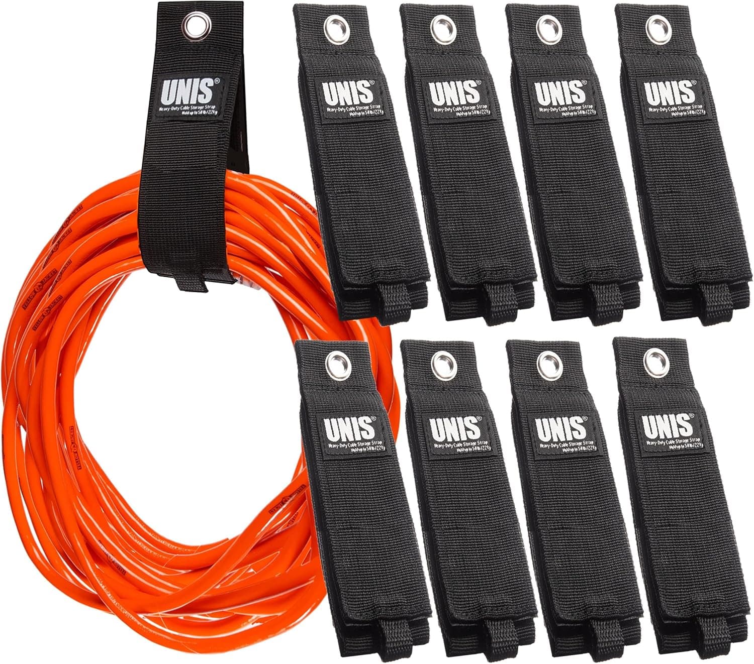 8 Pack Heavy Duty Large 13-inch Extension Cord Storage Extendable Cable Ties Strap Loop Hanger Organizer for Cable, Hose, Power Cord, and Rope