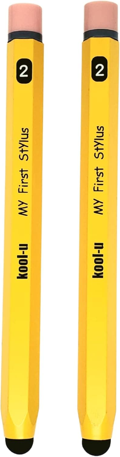 Stylus Pens for Kids, Hexagon Shaped Like a Real Pencil, Compatible with All Touch Screen Devices - Apple IPAD, iPhone, Samsung Galaxy Tab, Amazon Fire - 2 Pack