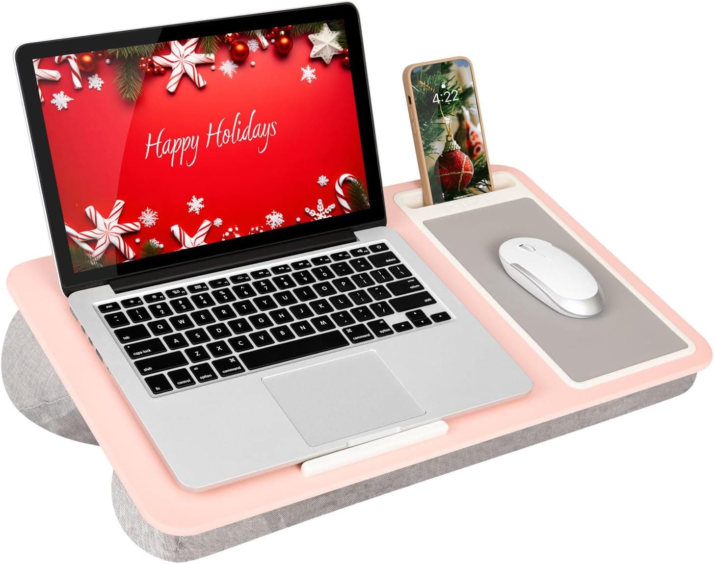 LAPGEAR Home Office Lap Desk with Device Ledge, Mouse Pad, and Phone Holder - Pink - Fits up to 15.6 Inch Laptops - Style No. 91584