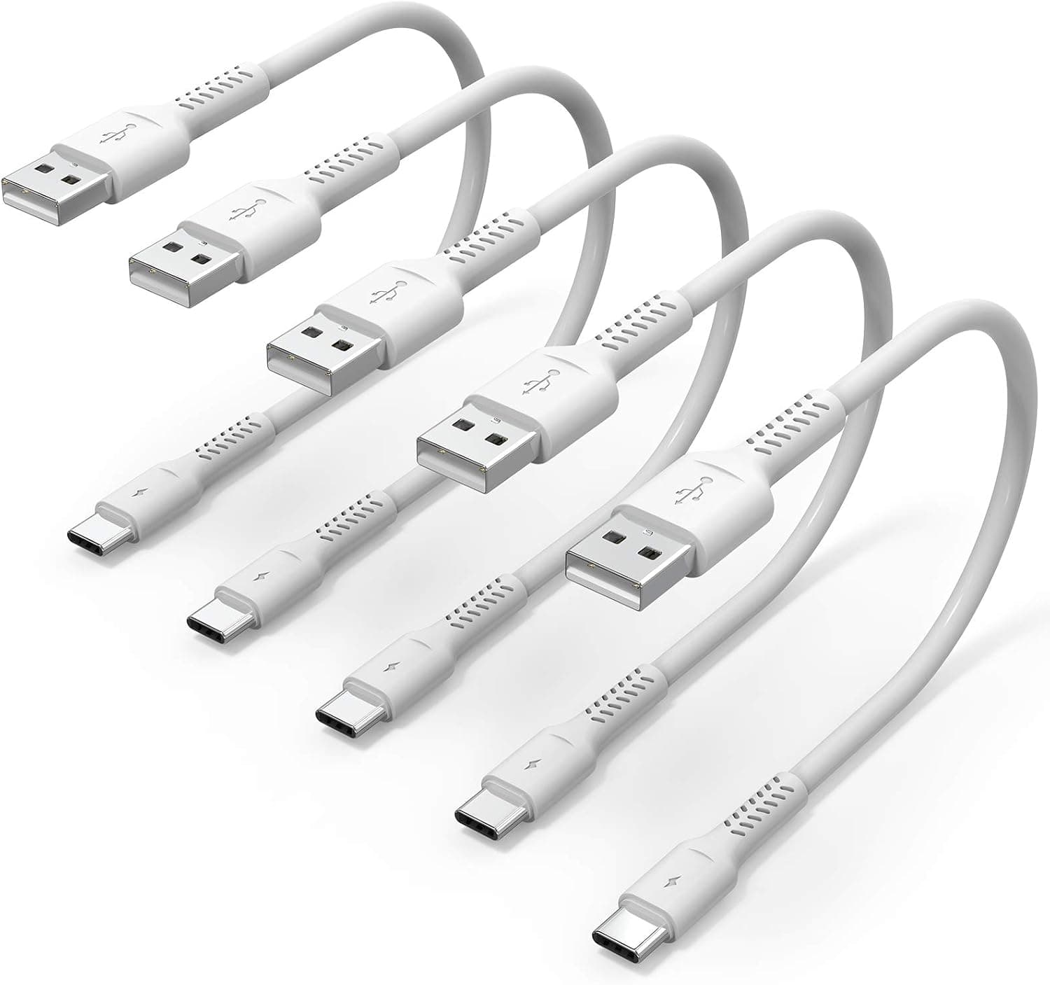 6 inch Short USB C Cord Fast Charge 5 Pack Durable USB A to USB Type C 3A Fast Charging Cable for Charging Station Compatible with Samsung Galaxy Note 20 A20 A51 S10 S20 Plus Ultra LG Stylo K51