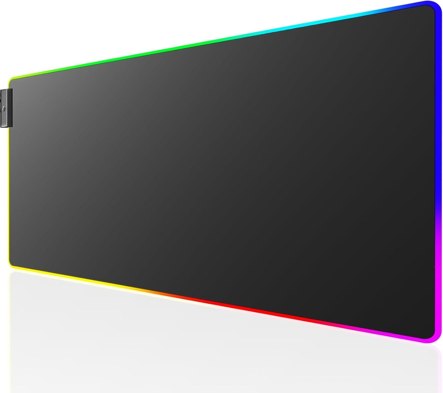 KTRIO RGB Large Gaming Mouse Pad with Stitched Edges, Superior Micro-Weave Cloth, Non-Slip Base, Water Resist Coating, 31.5 x 11.8 in, RGB Black