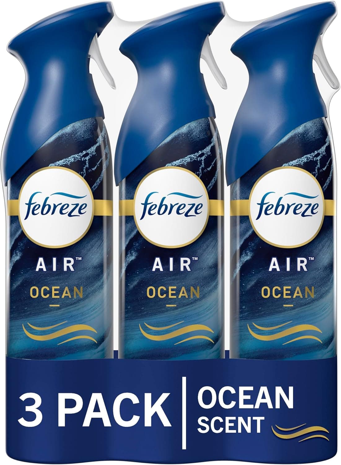 Febreze Air Mist Air Freshener Spray, Odor-Fighting Room Spray, Air Fresheners for Home and Bathroom and Kitchen, Aerosol Can, Ocean Scent, 8.8oz, 3 Count