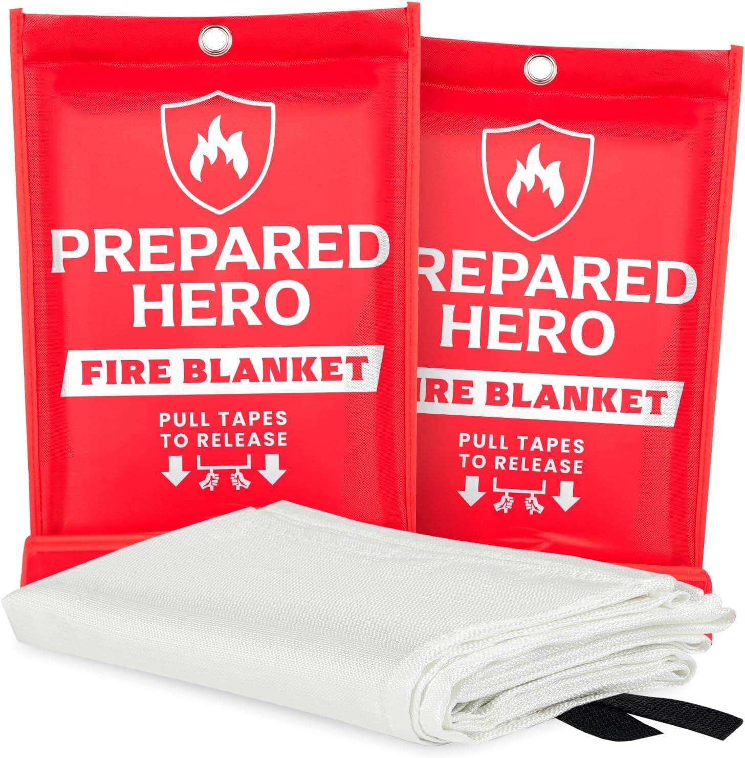 Prepared Hero Emergency Fire Blanket - 2 Pack - Fire Suppression for Kitchen, 40” x 40” Fiberglass Fire Blanket for Home