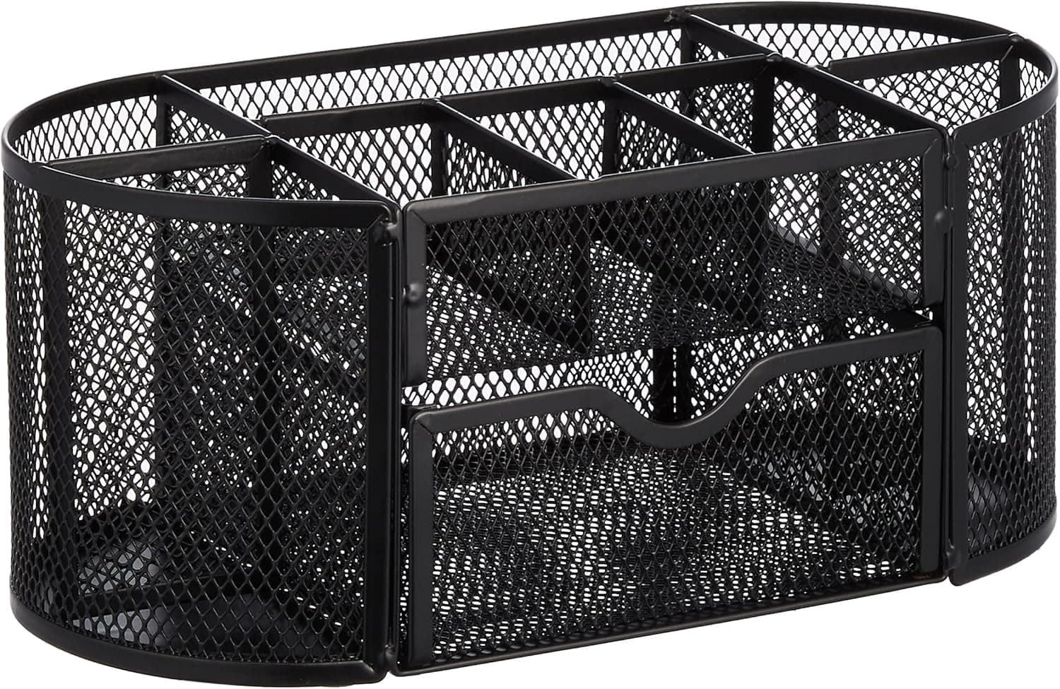 Amazon Basics Pen Holder and Desk Organizer, Office Caddy Storage, Black, ‎9.25" x 4.53" x 3.94"