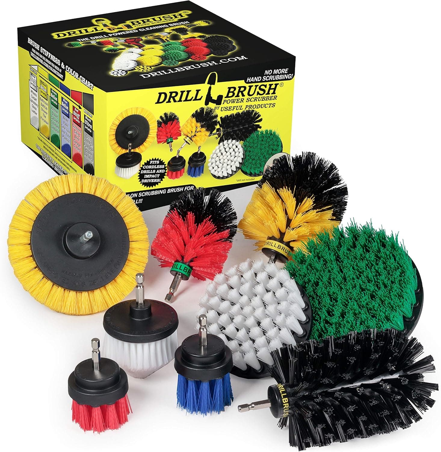 Drill Brush Power Scrubber by Useful Products - Carpet Cleaner - Car Cleaning Brush Kit - Grill Brush - Oven Cleaner - Shower Cleaner - Household Cleaning Tools - Drill Brush Set - Grill Scrub Brush
