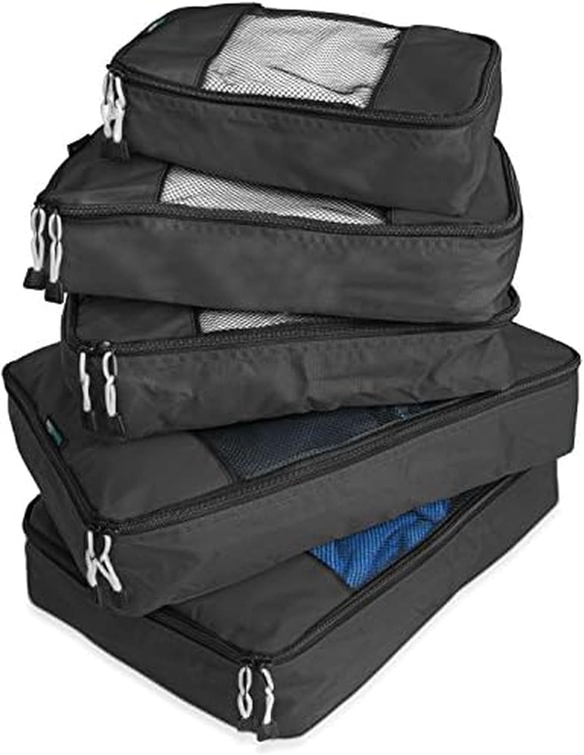 TravelWise Packing Cube System - Durable 5 Piece Weekender Plus Set (Black)