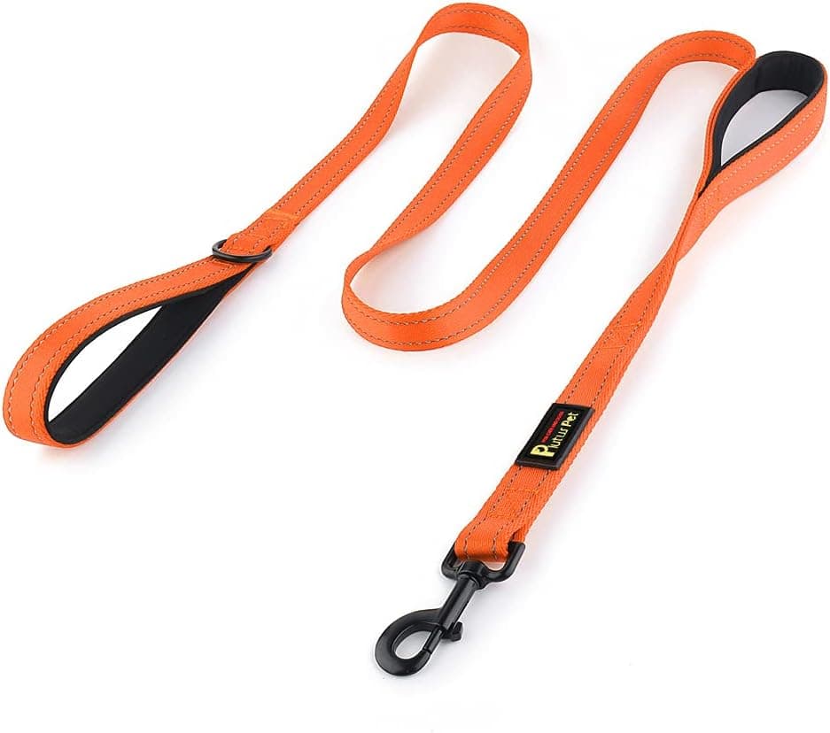 Plutus Pet Dog Leash 6ft Long,Traffic Padded Two Handle,Heavy Duty,Reflective Double Handles Lead for Control Safety Training,Leashes for Large Dogs or Medium Dogs,Dual Handles Leads(Orange)