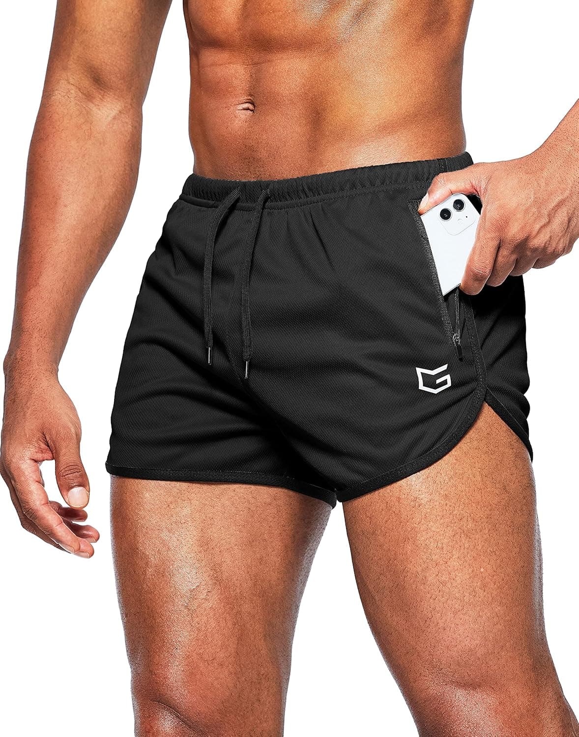 G Gradual Men's Running Shorts 3 Inch Quick Dry Gym Athletic Jogging Shorts with Zipper Pockets