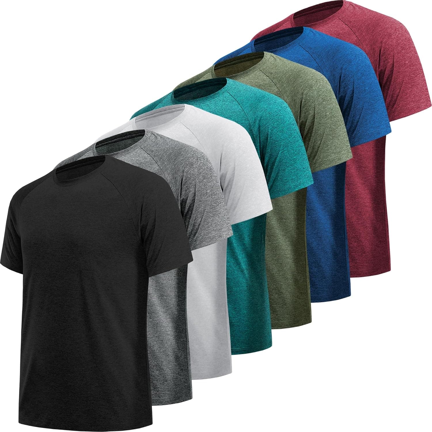 MLYENX 7 Pack Workout Shirts for Men Quick Dry Moisture Wicking Mens Gym Shirts Athletic T-Shirts