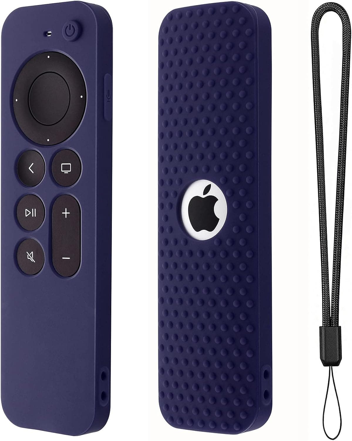 Hi Color Silicone Cover Compatible with Apple TV Siri Remote 3rd 2023 Shockproof Protective Case for Apple TV 4K 2nd 2021 Remote Sleeve with Lanyard(Dark Blue)