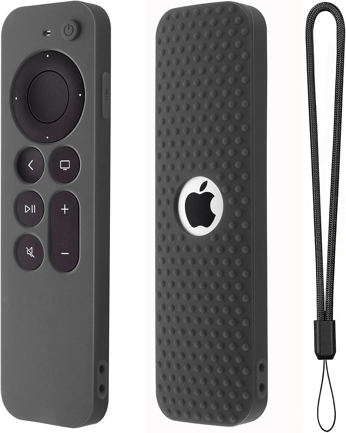 Hi Color Silicone Cover Compatible with Apple TV Siri Remote 3rd 2023 Shockproof Protective Case for Apple TV 4K 2nd 2021 Remote Sleeve with Lanyard(Dark Gray)