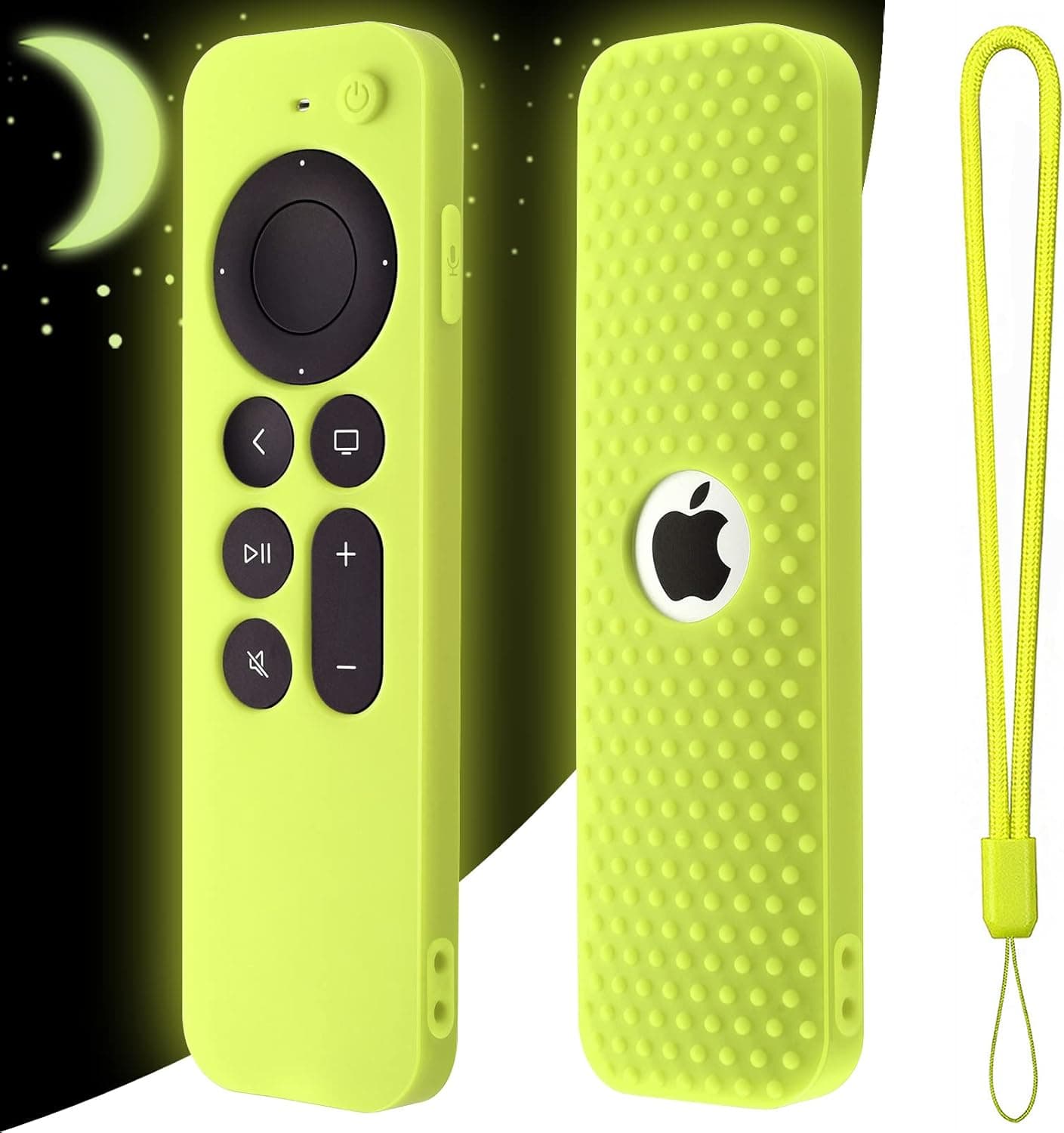 Hi Color Silicone Cover Compatible with Apple TV Siri Remote 3rd 2023 Shockproof Protective Case for Apple TV 4K 2nd 2021 Remote Sleeve with Lanyard (Luminous Green)