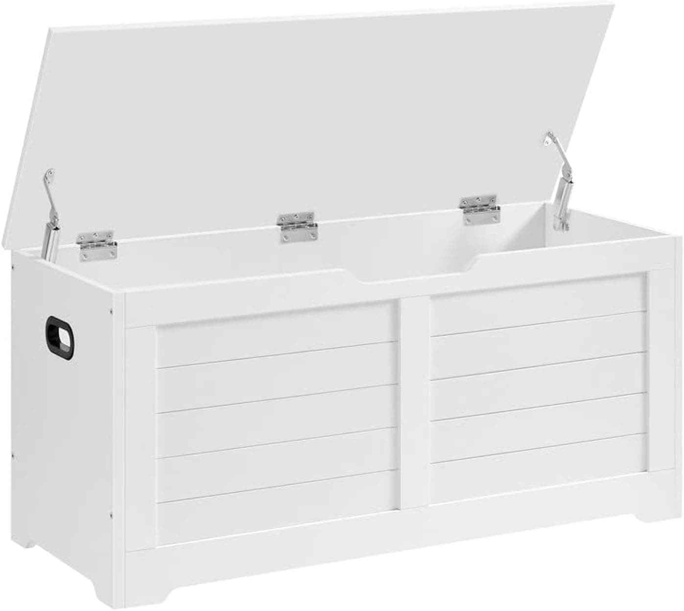 VASAGLE Storage Chest, Storage Bench with 2 Safety Hinges, Farmhouse Style, 15.7 x 39.4 x 18.1 Inches, for Entryway, Bedroom, Living Room, Cloud White ULSB061T10