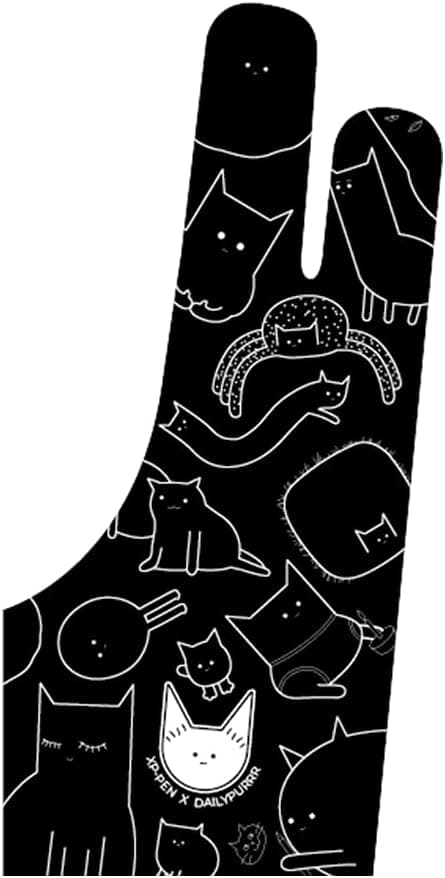 XPPen Digital Drawing Glove - Two-Finger Artist Glove with Cute Cat Print, Suitable for Right and Left Hand