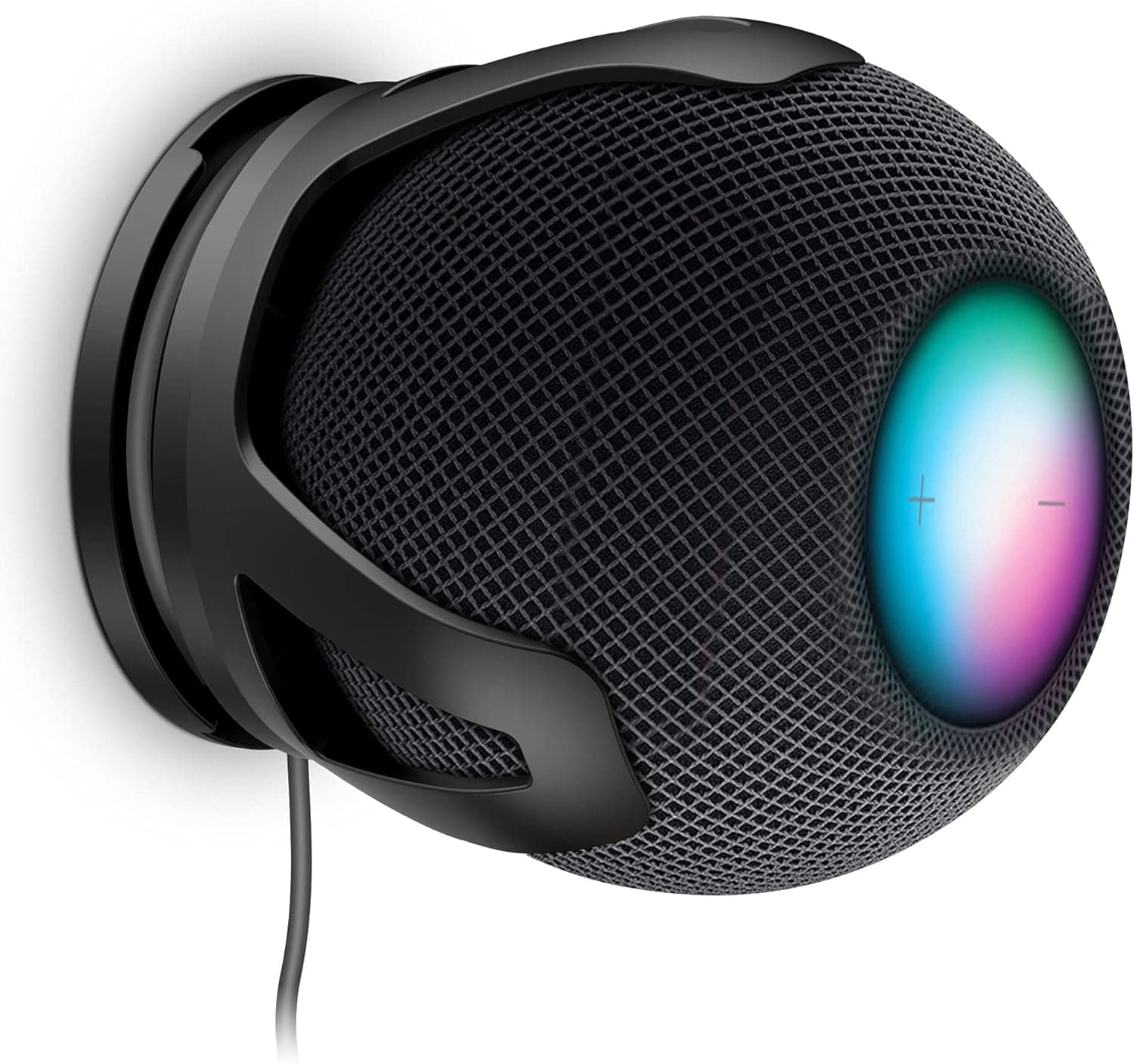 PlusAcc for HomePod Mini Wall Mount - Holder Mount Compatible with Homepod Mini, No Muffled Sound, with Cord Management, Space Saving Accessories for Home Pod Mini (Black)