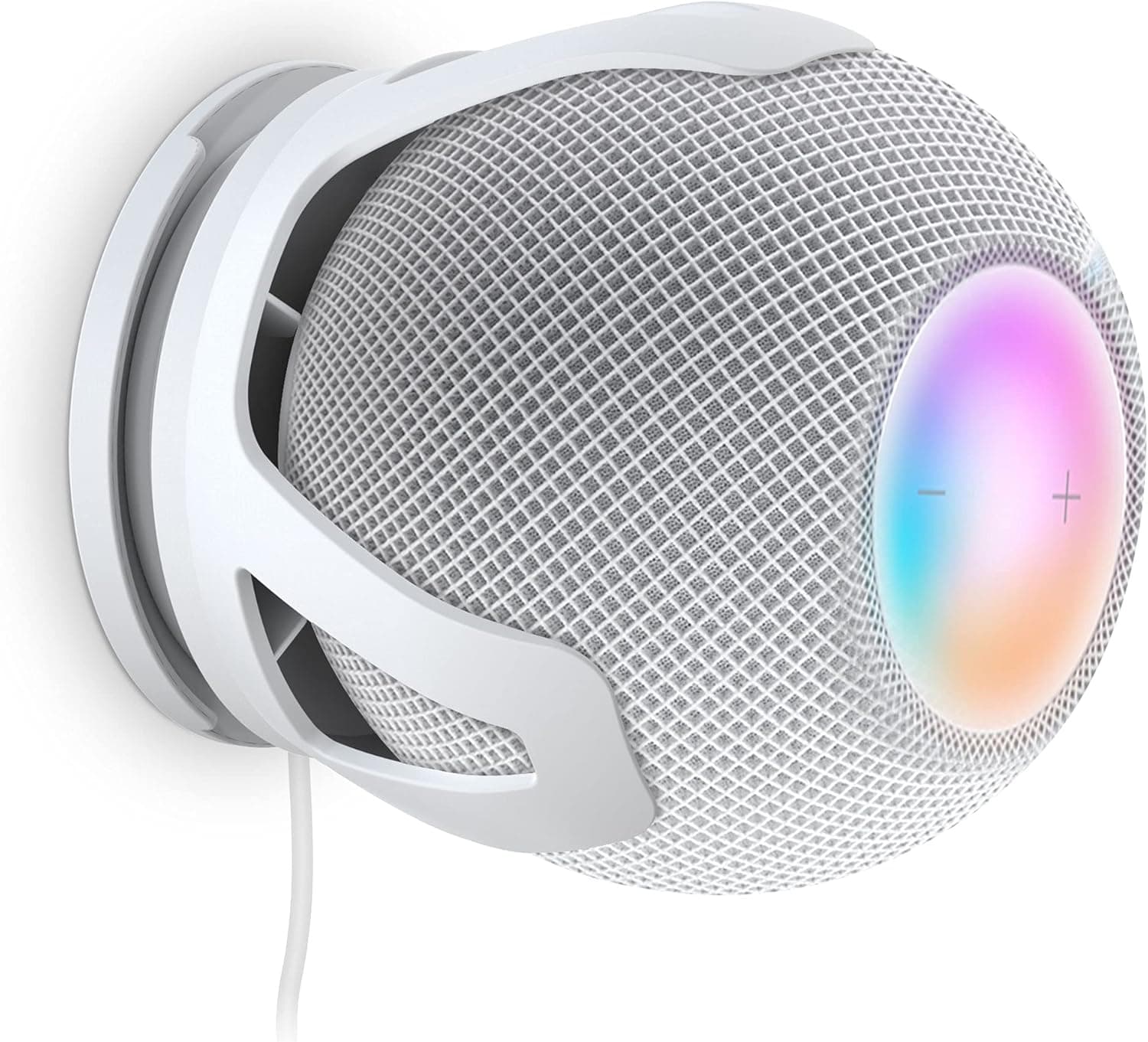 PlusAcc for HomePod Mini Wall Mount - Holder Mount Compatible with Homepod Mini, No Muffled Sound, with Cord Management, Space Saving Accessories for Home Pod Mini (White)