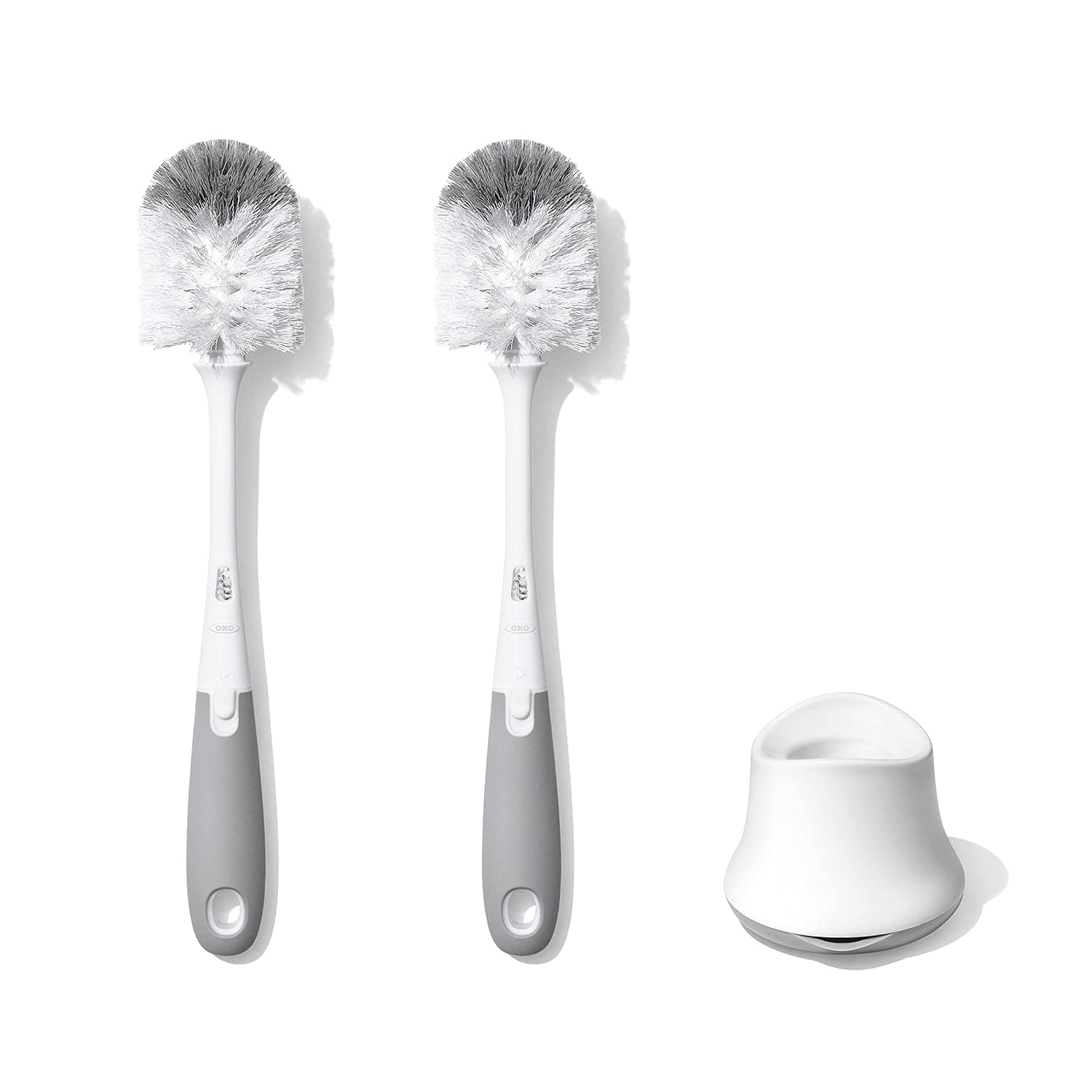 OXO Tot Bottle Brush with Nipple Cleaner and Stand – Gray, 2-Pack