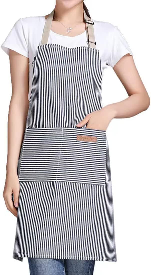 RUIBOLU Adjustable Bib Apron with 2 Pockets Cooking Kitchen Cotton Aprons for Women Men Chef Restaurant BBQ Painting