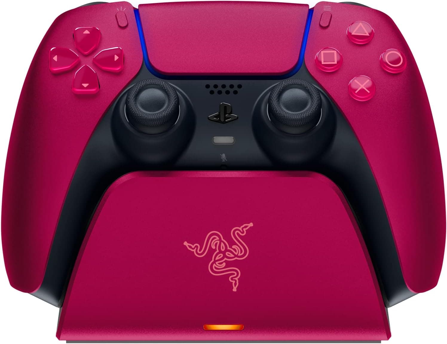 Razer Quick Charging Stand for PlayStation 5: Quick Charge - Curved Cradle Design - Matches PS5 DualSense Wireless Controller - One-Handed Navigation - USB Powered - Red (Controller Sold Separately)
