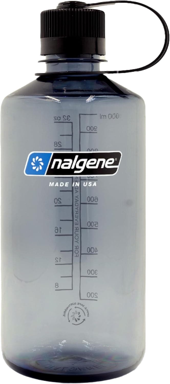 Nalgene Leak Proof Tritan BPA-Free Water Bottle - 32 oz Narrow Mouth - Made in the USA for Outdoor Use & Daily Hydration (Grey)