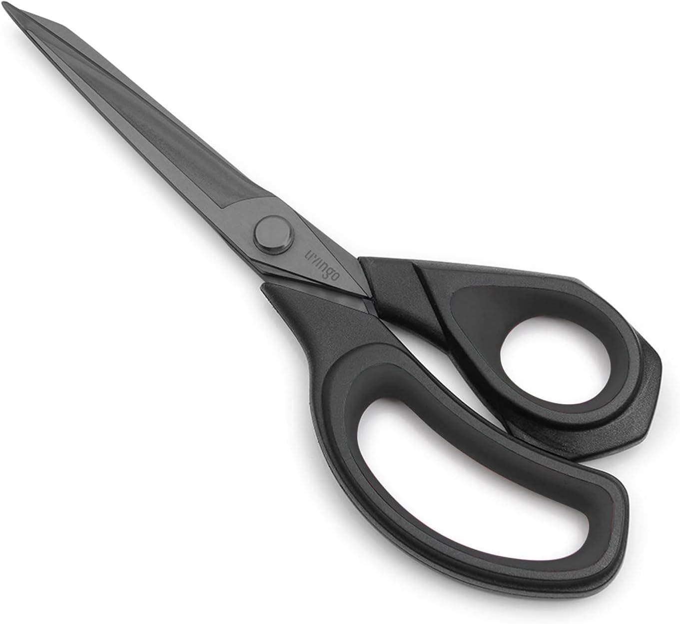LIVINGO 9.5” Sharp Fabric Scissors, All Purpose Heavy Duty Titanium Coated Premium Forged Stainless Steel Tailor Dressmaking Sewing Shears Comfort for Cutting Leather, Crafting Home Office Use, Black
