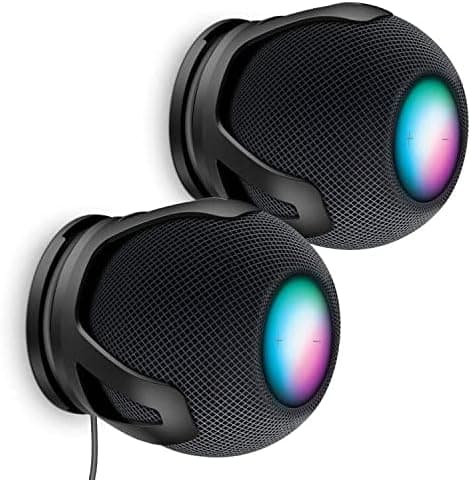 PlusAcc for HomePod Mini Wall Mount - Holder Mount Compatible with Homepod Mini, No Muffled Sound, with Cord Management, Space Saving Accessories for Home Pod Mini (2Pack Black)